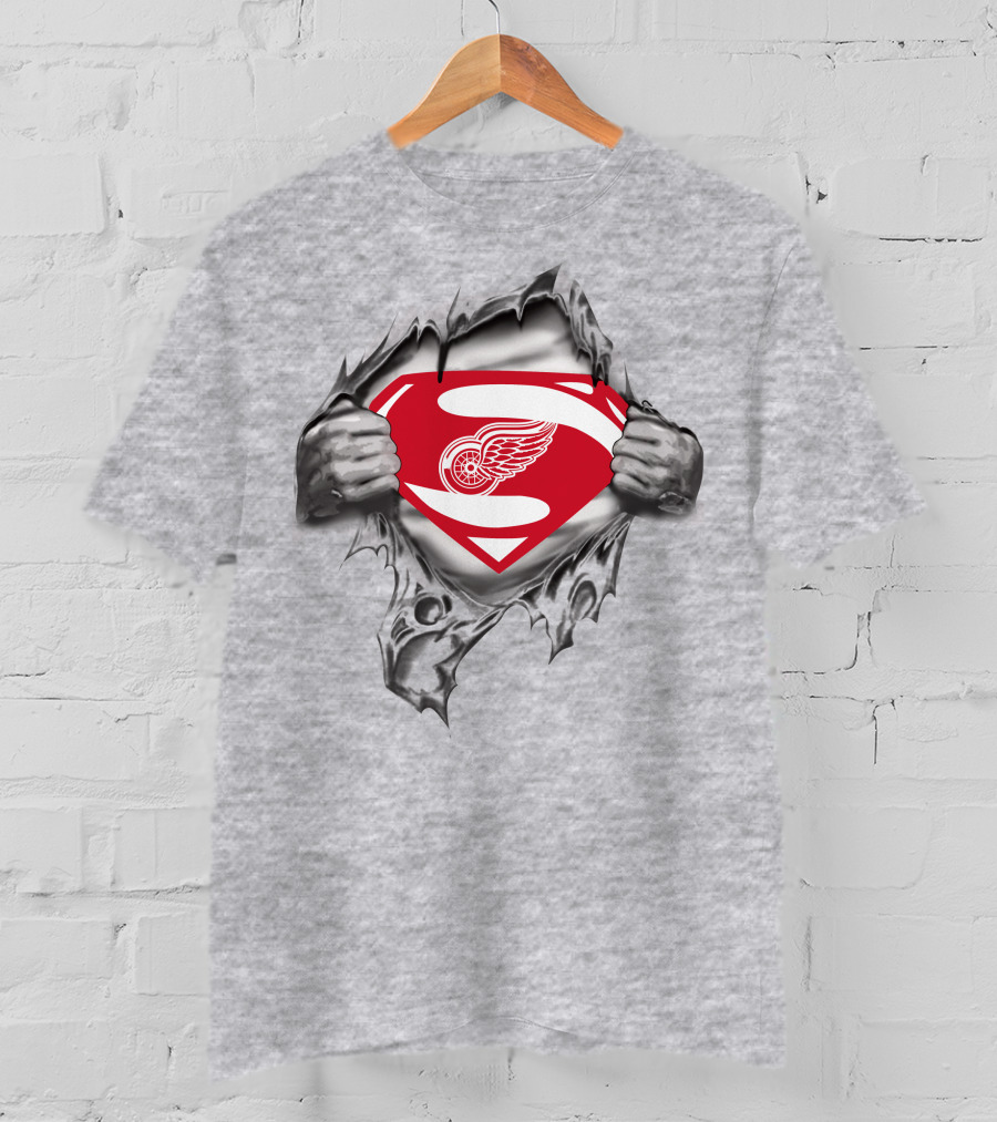Detroit Red Wings Superman Symbol Iconic Crossover T-Shirt