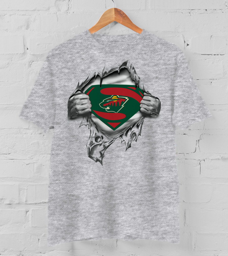 Minnesota Wild Superhero Chest Logo Reveal T-Shirt