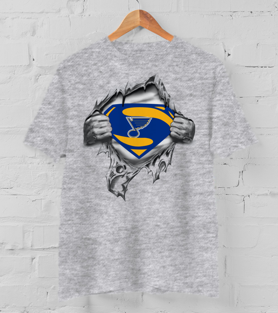 St. Louis Blues Superman Shield Hockey Fan T-Shirt