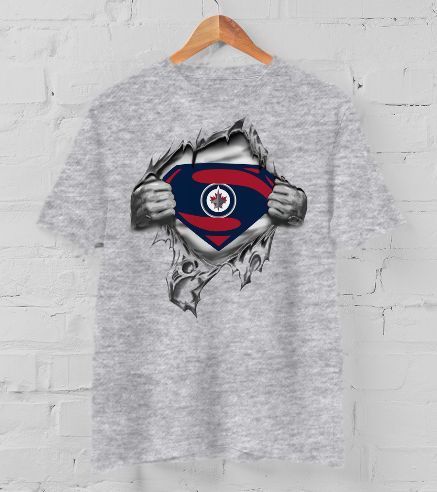 Winnipeg Jets Superman Logo Rip T-Shirt
