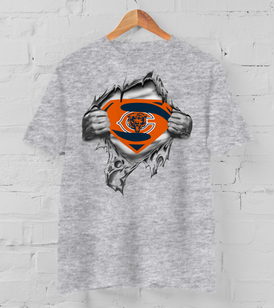Bears Superman Logo Fusion With Chicago Bears T-Shirt