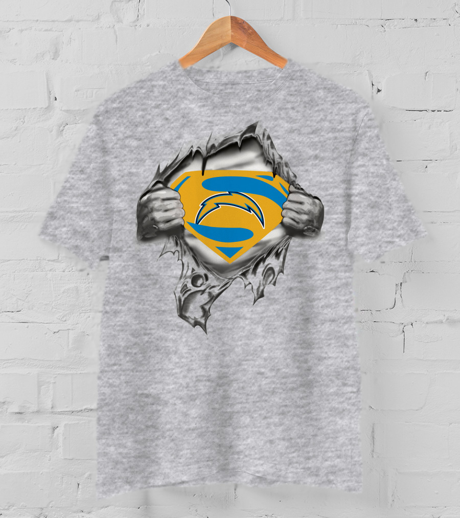 Chargers Superman Logo Torn T-Shirt