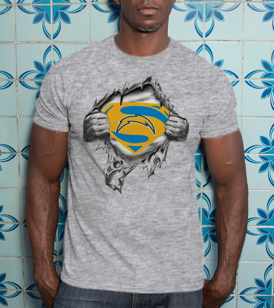 Chargers Superman Logo Torn T-Shirt
