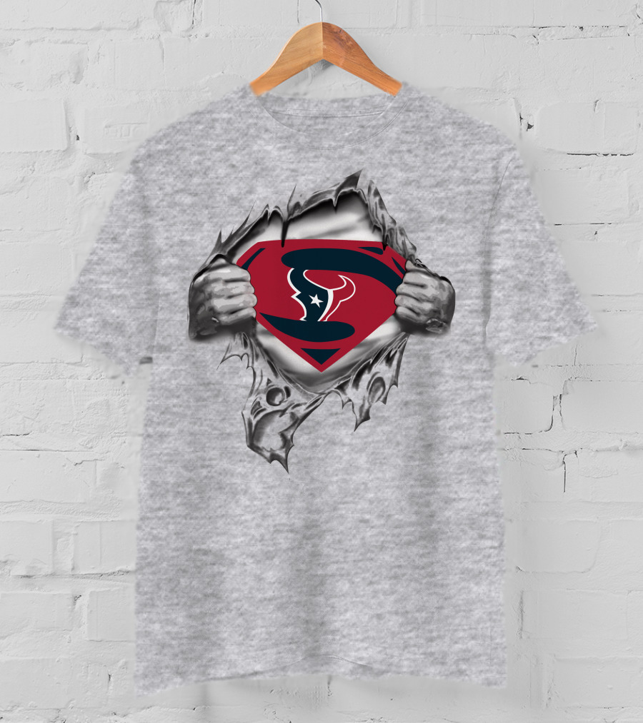 Superman Houston Texans Football Team Logo Fusion T-Shirt