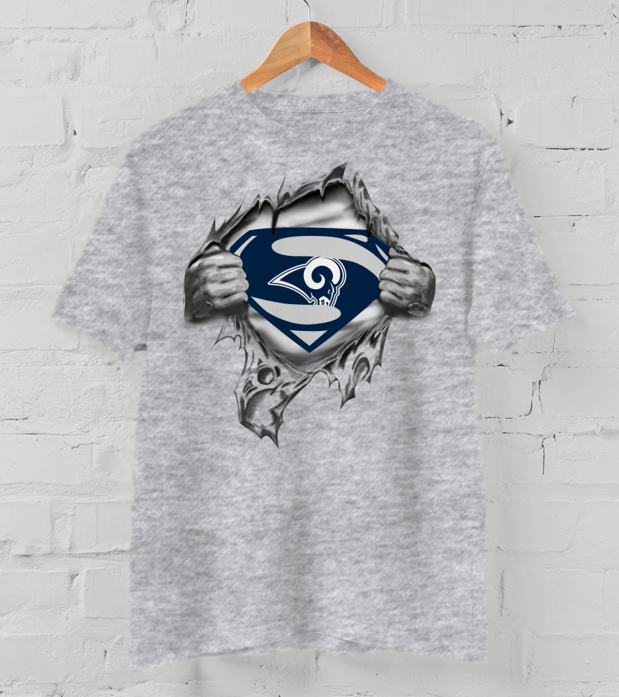Los Angeles Rams Superman Logo Breaking Through T-Shirt
