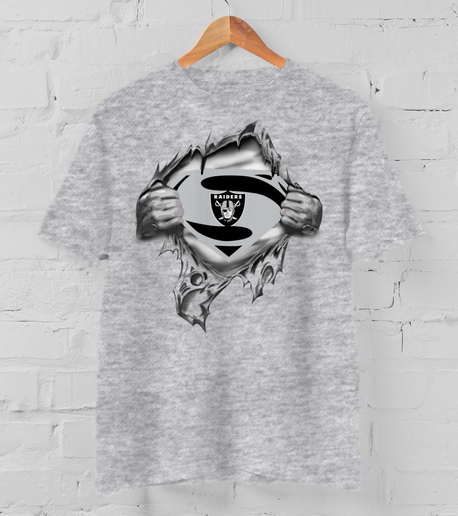 Raiders Superman Logo Reveal With Silver Comic Style And Iconic Emblem T-Shirt