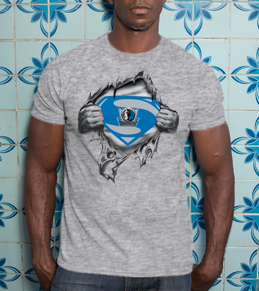 Dallas Mavericks Superman Logo Tear Hero T-Shirt