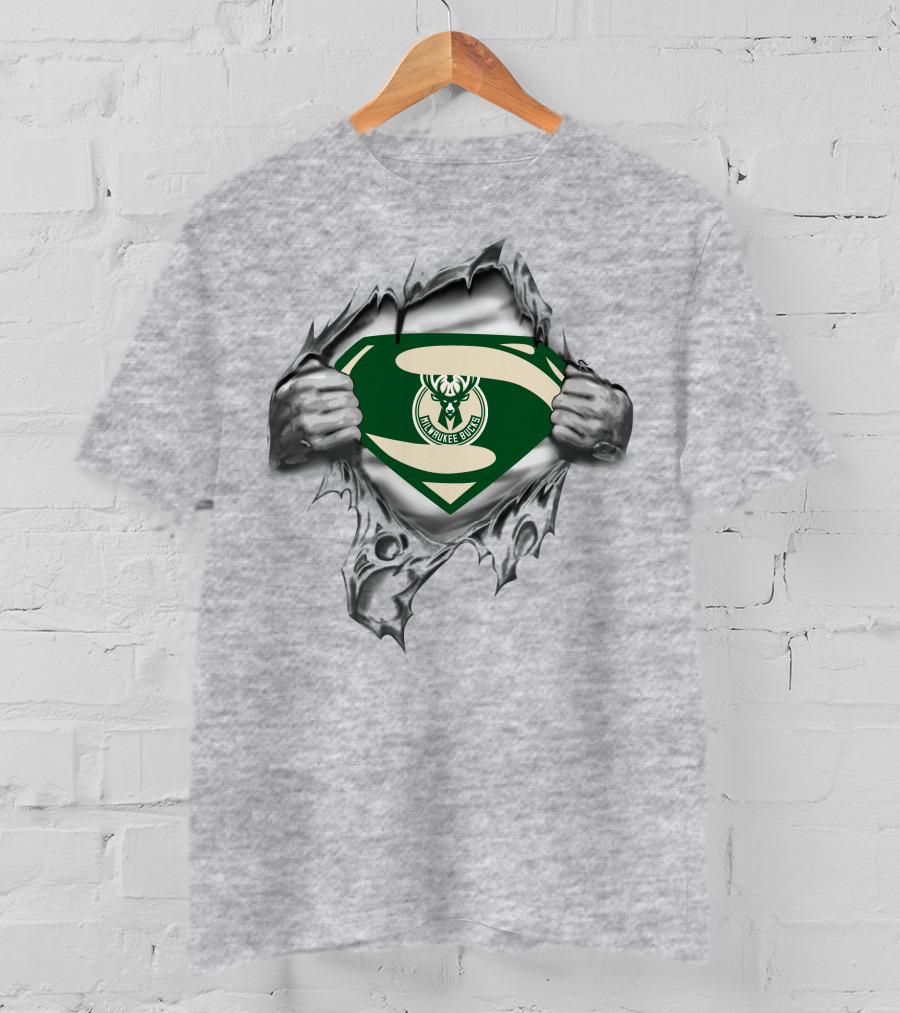 Milwaukee Bucks Superman Logo With Iconic Shield T-Shirt