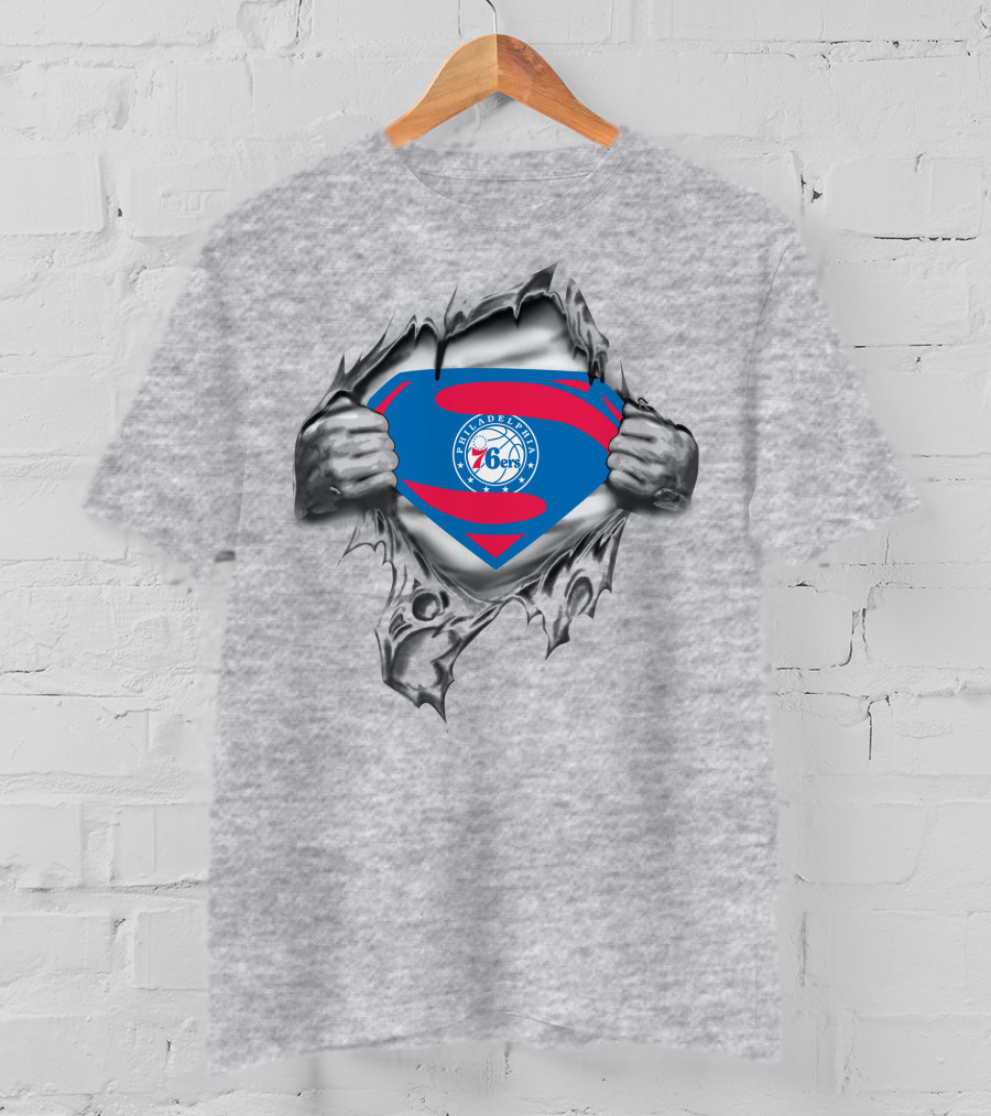 Philadelphia 76ers Superman Logo Torn Chest T-Shirt