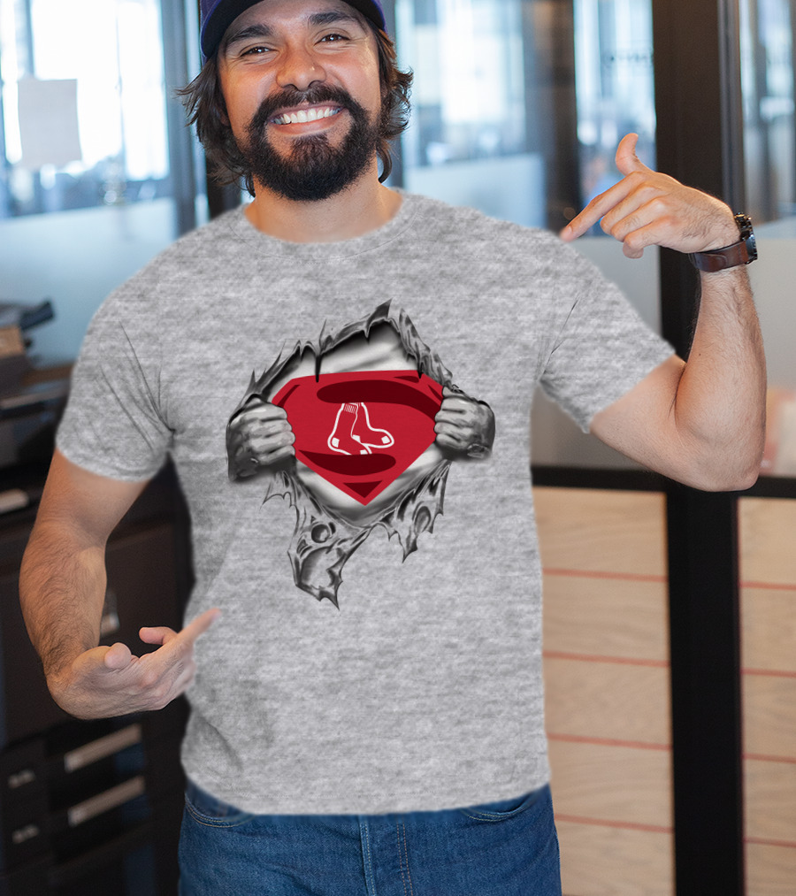 Boston Red Sox Superman Logo Rip T-Shirt