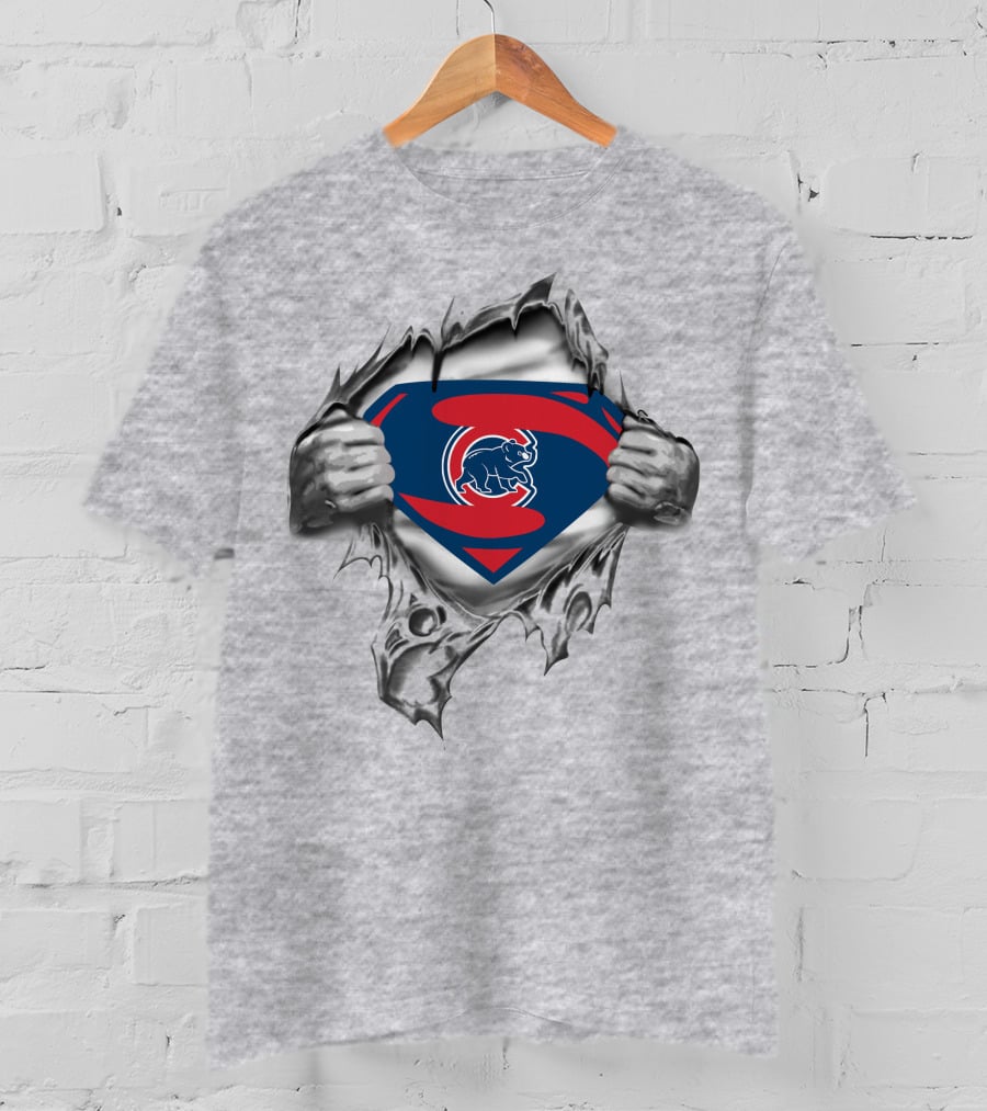 Cubs Superman Baseball Logo Rip T-Shirt