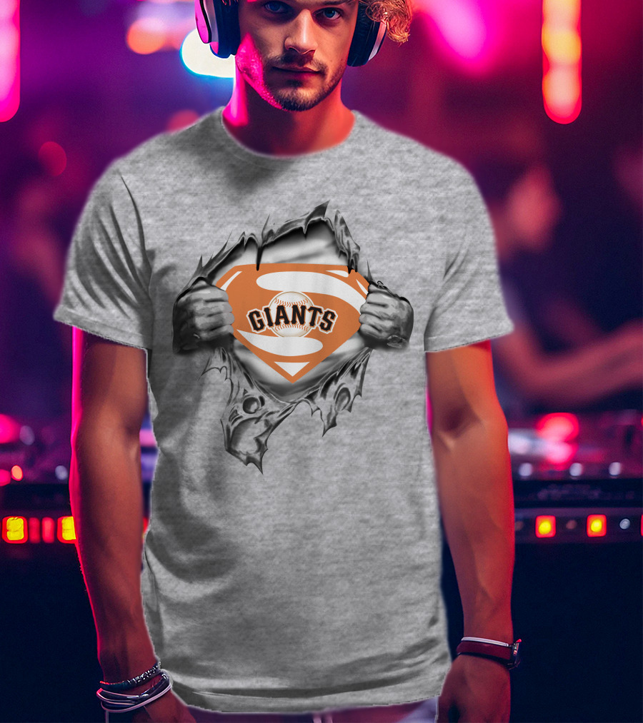 Giants Logo Inside Superman Suit Baseball T-Shirt