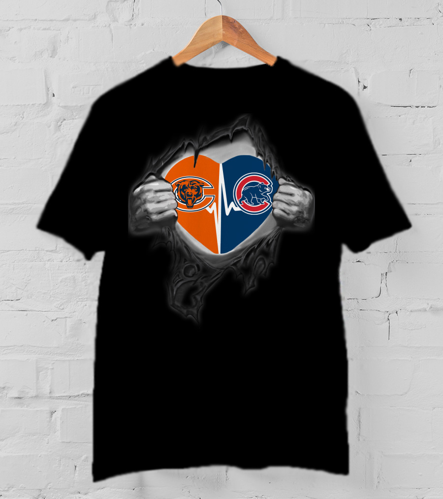 Bears Cubs Heartbeat Dual Loyalty Passion T-Shirt