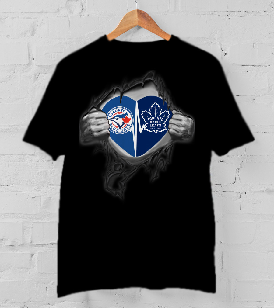 Toronto Blue Jays Maple Leafs Heart United Sports Logos T-Shirt