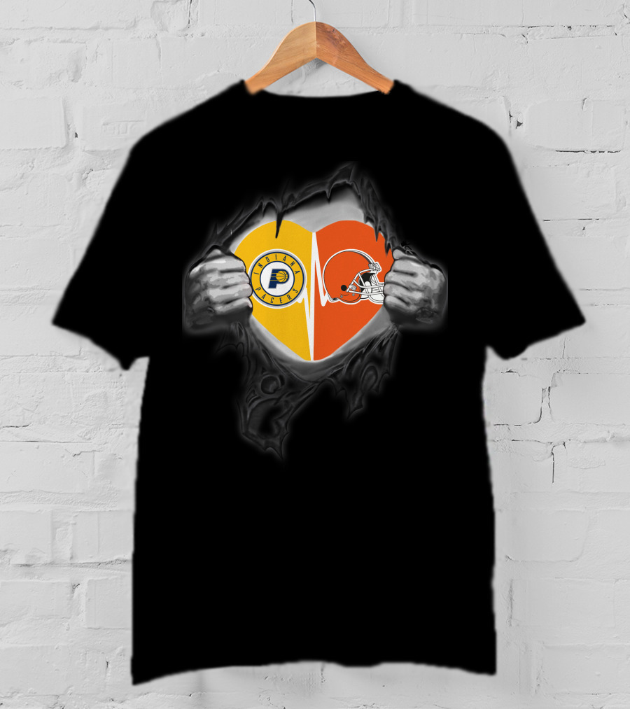 Browns Pacers Heartbeat Love Split T-Shirt