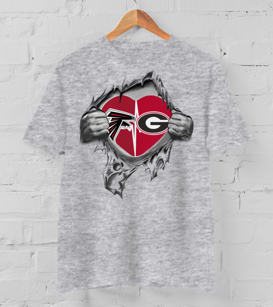Falcons Georgia Bulldogs Heart T-Shirt
