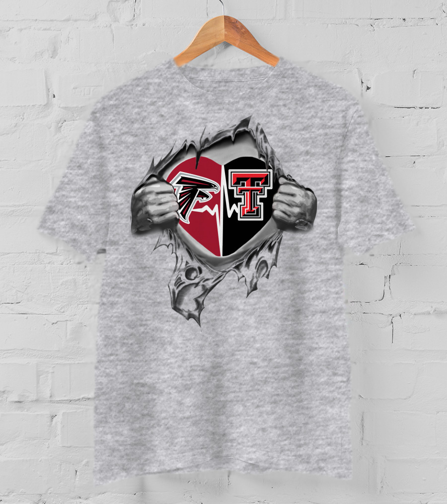 Falcons Texas Tech Heart Torn Open Competition T-Shirt