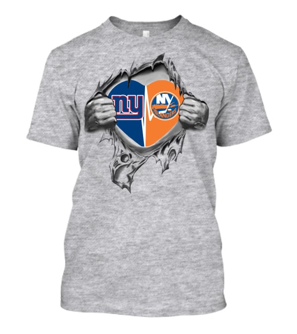 Giants NY Islanders Heart Torn T-Shirt