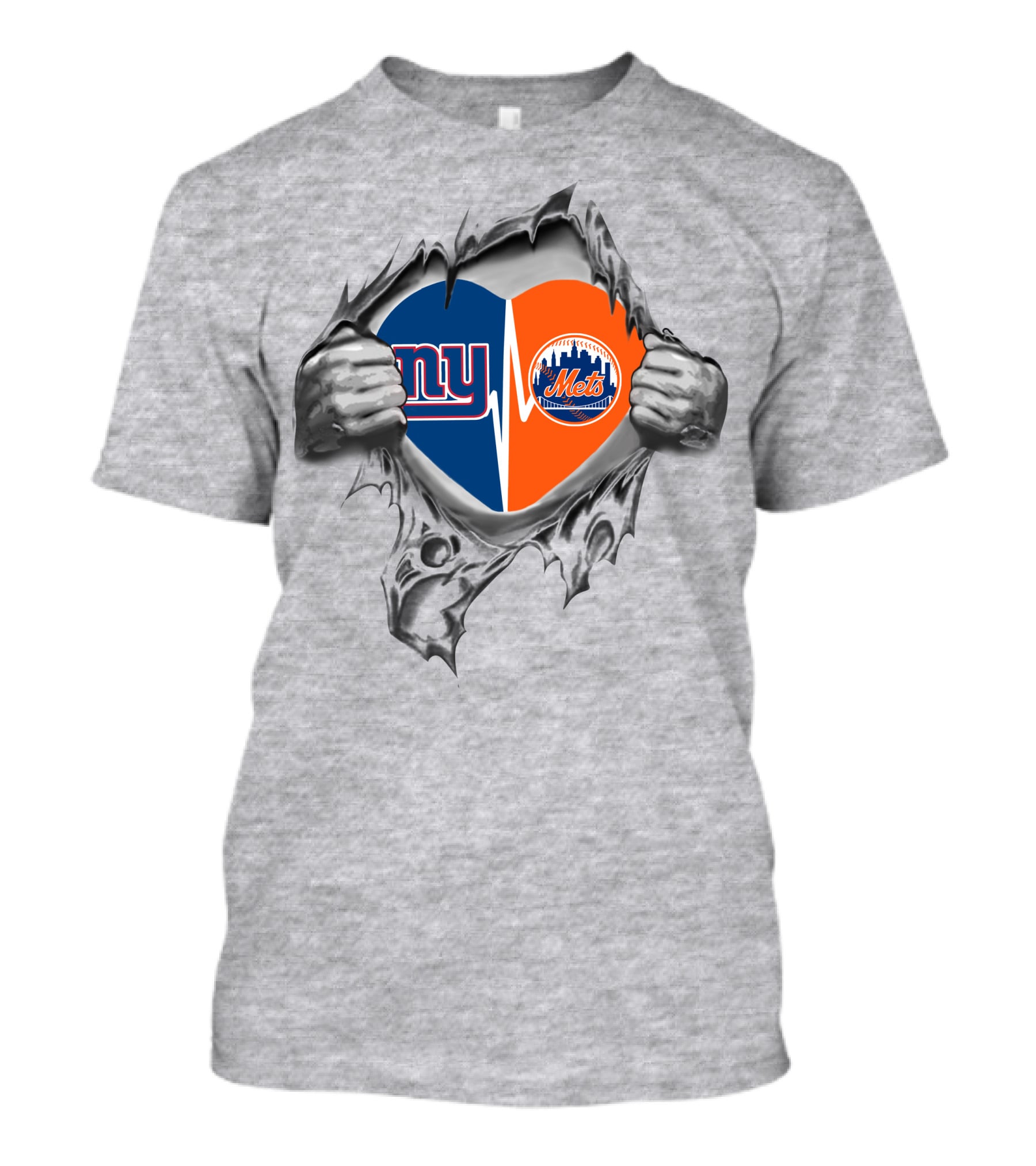 Giants Mets Heartbeat Of New York Loyalty T-Shirt
