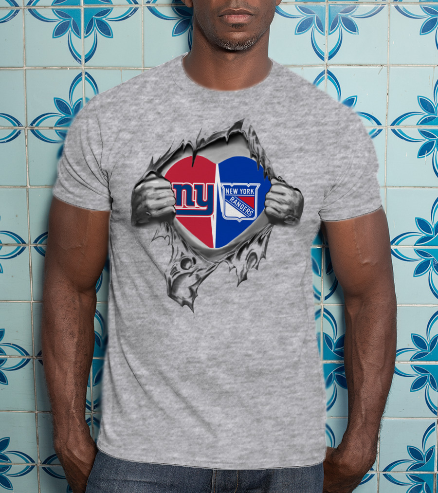 New York Giants New York Rangers Fan Heart T-Shirt