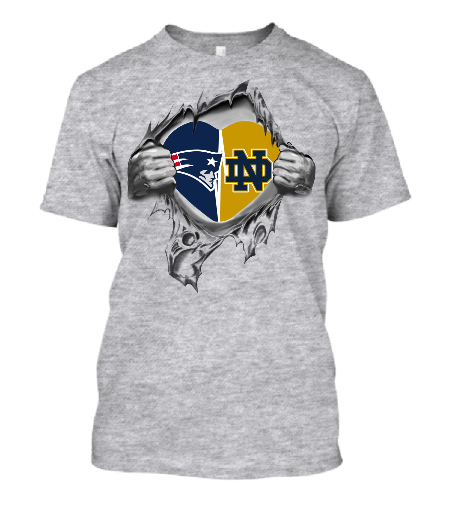 Patriots Notre Dame Heart Logo Tear T-Shirt
