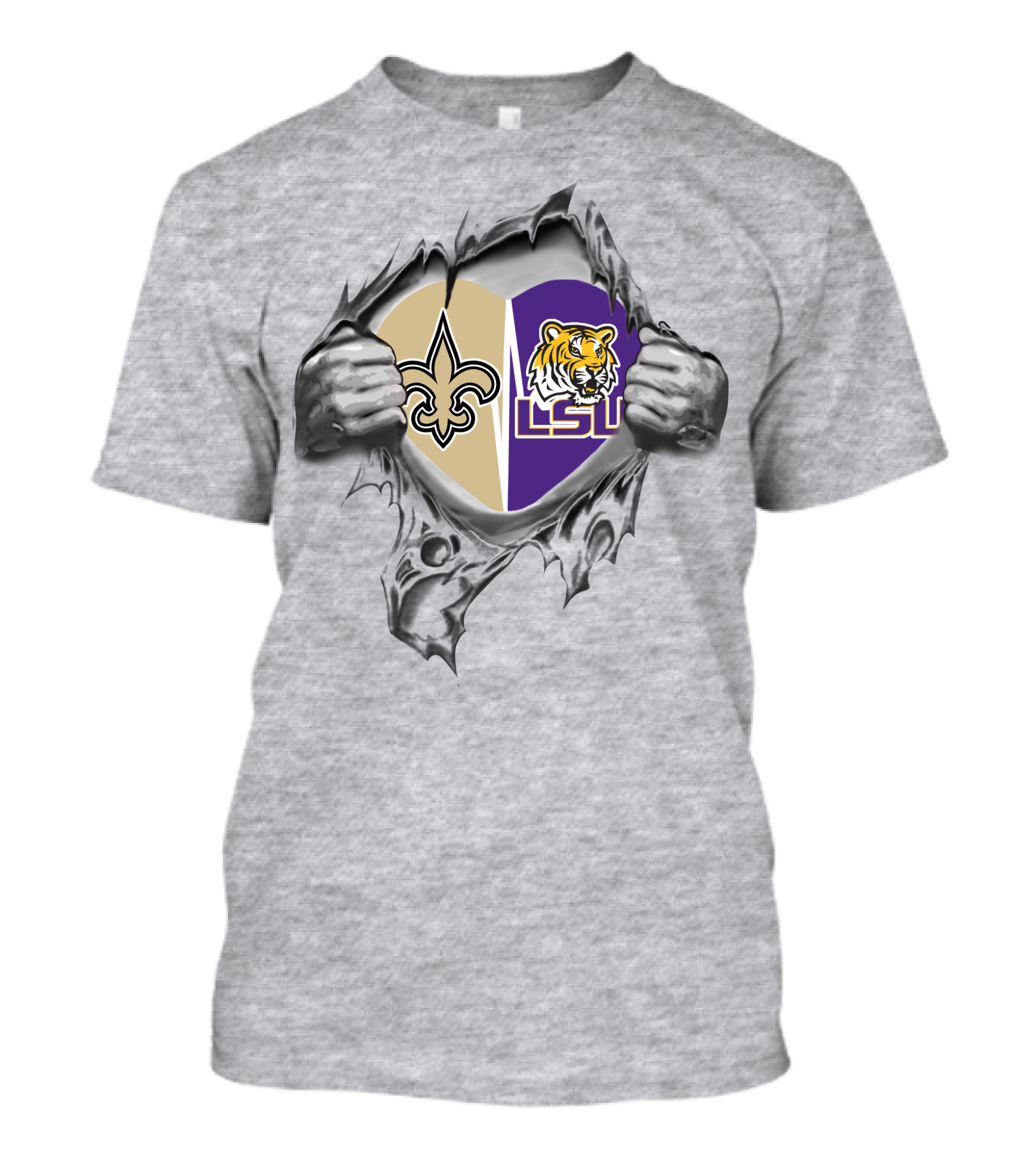 Saints LSU Heart Logos New Orleans Tigers T-Shirt
