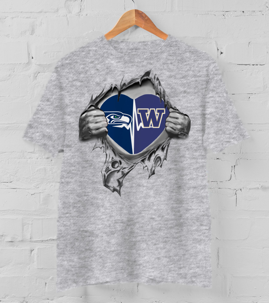 Seahawks Huskies Emblem In My Heart T-Shirt