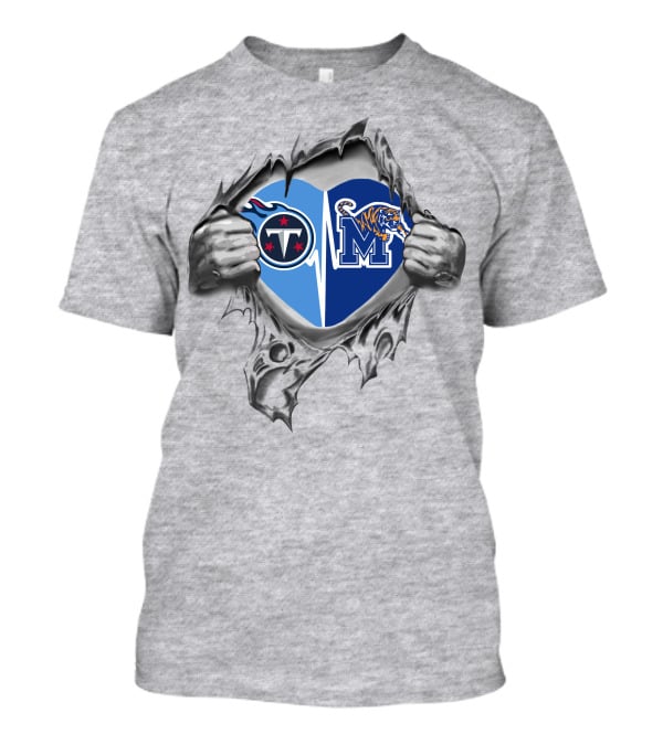 Titans Memphis Tigers Heart T-Shirt