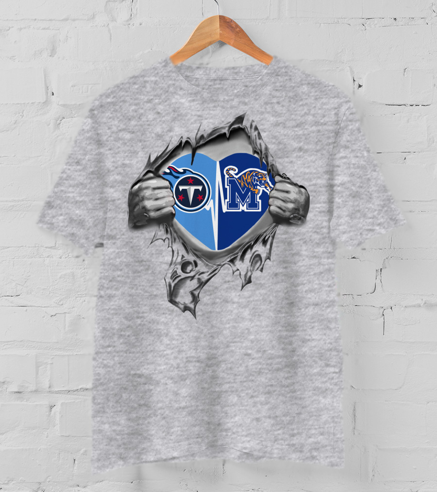Titans Memphis Tigers Heart T-Shirt