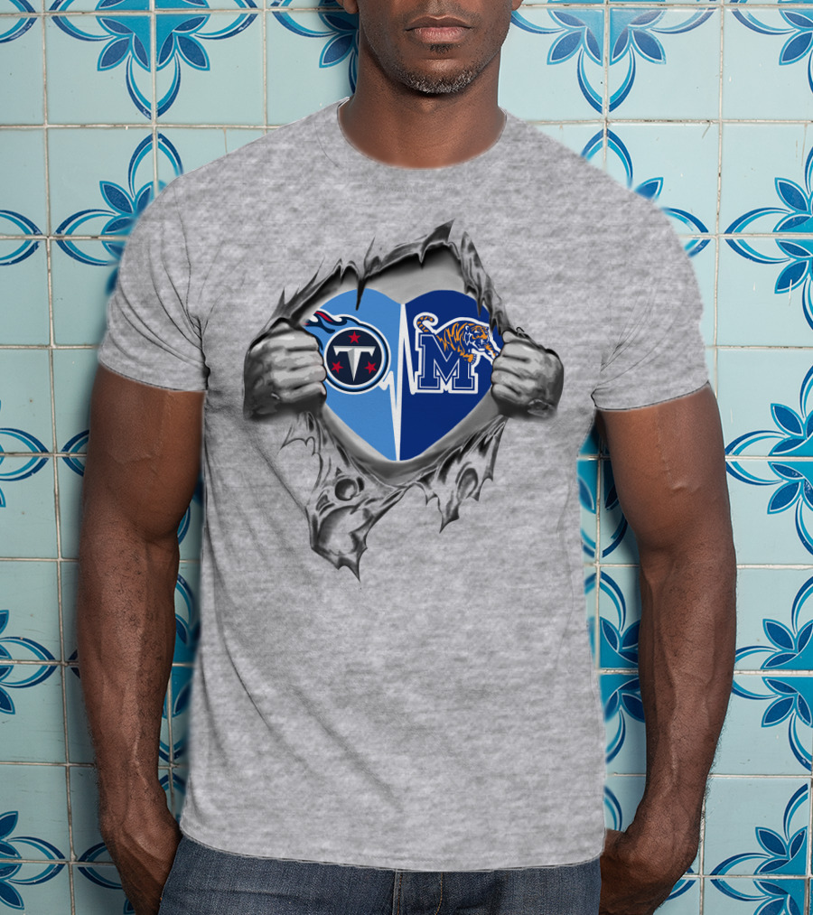 Titans Memphis Tigers Heart T-Shirt