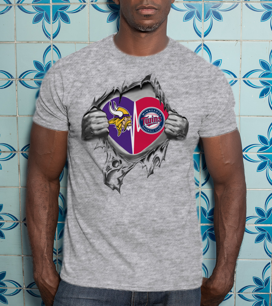 Minnesota Vikings Twins Heart T-Shirt