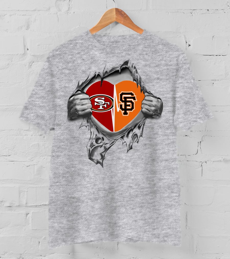 San Francisco 49ers Giants Heart Logo Fusion T-Shirt