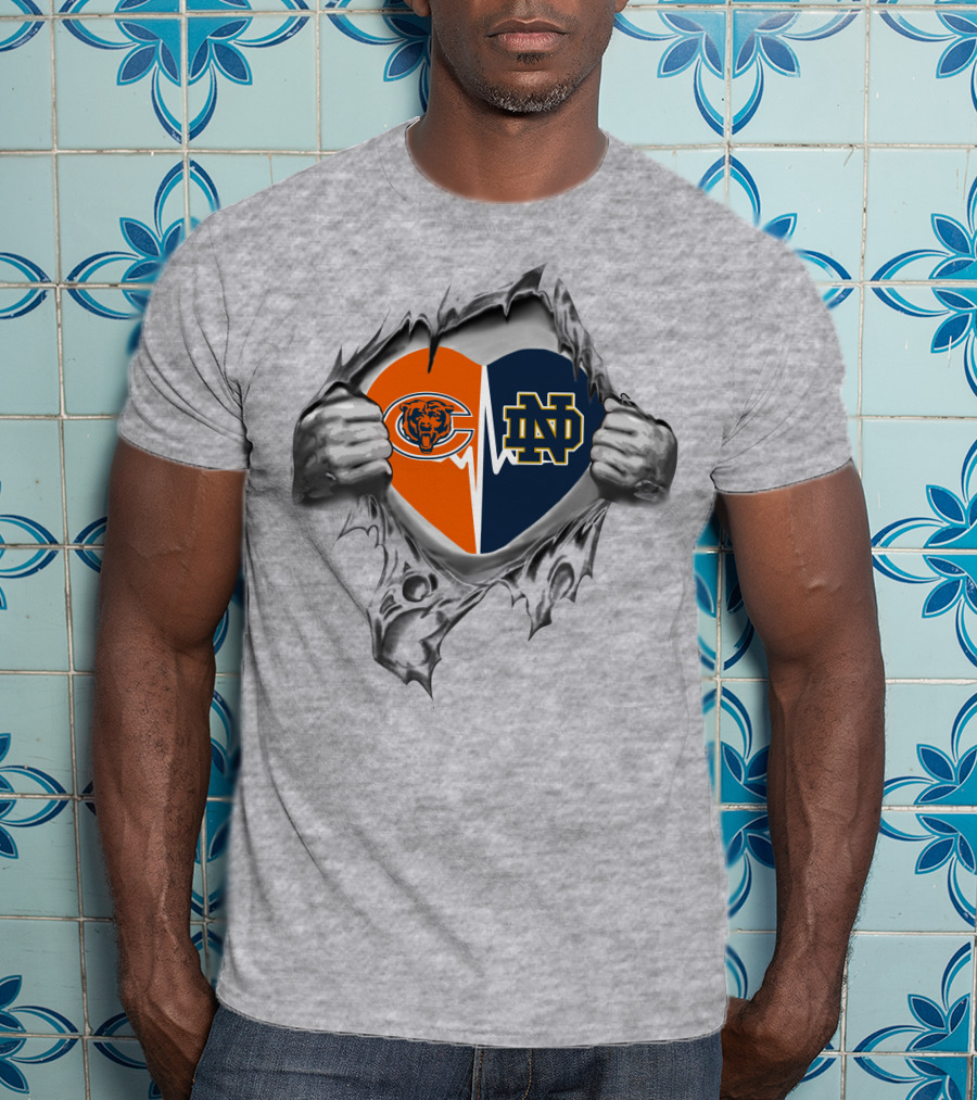 Bears Notre Dame Heart Split T-Shirt