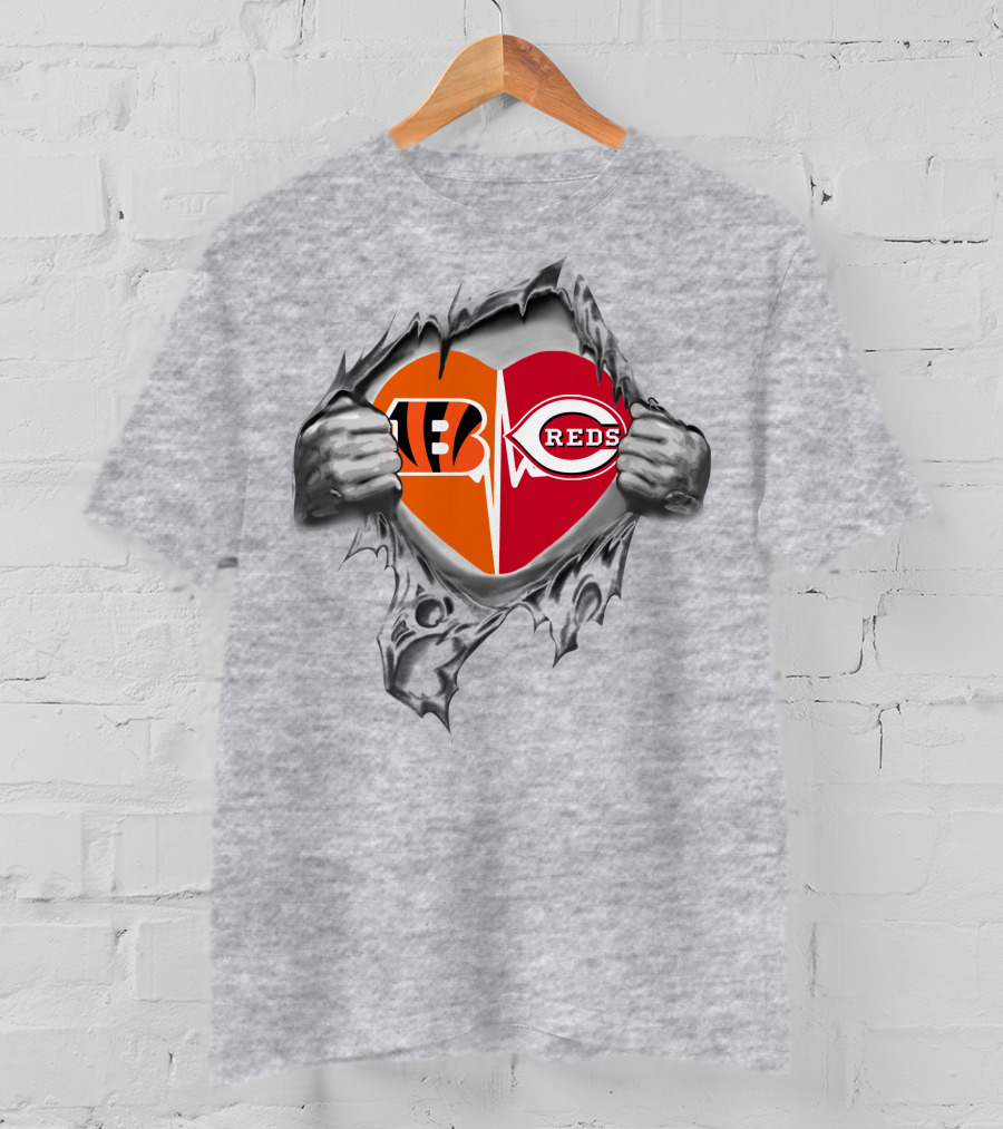 Bengals Reds Heartbeat Echoing Through My Soul T-Shirt