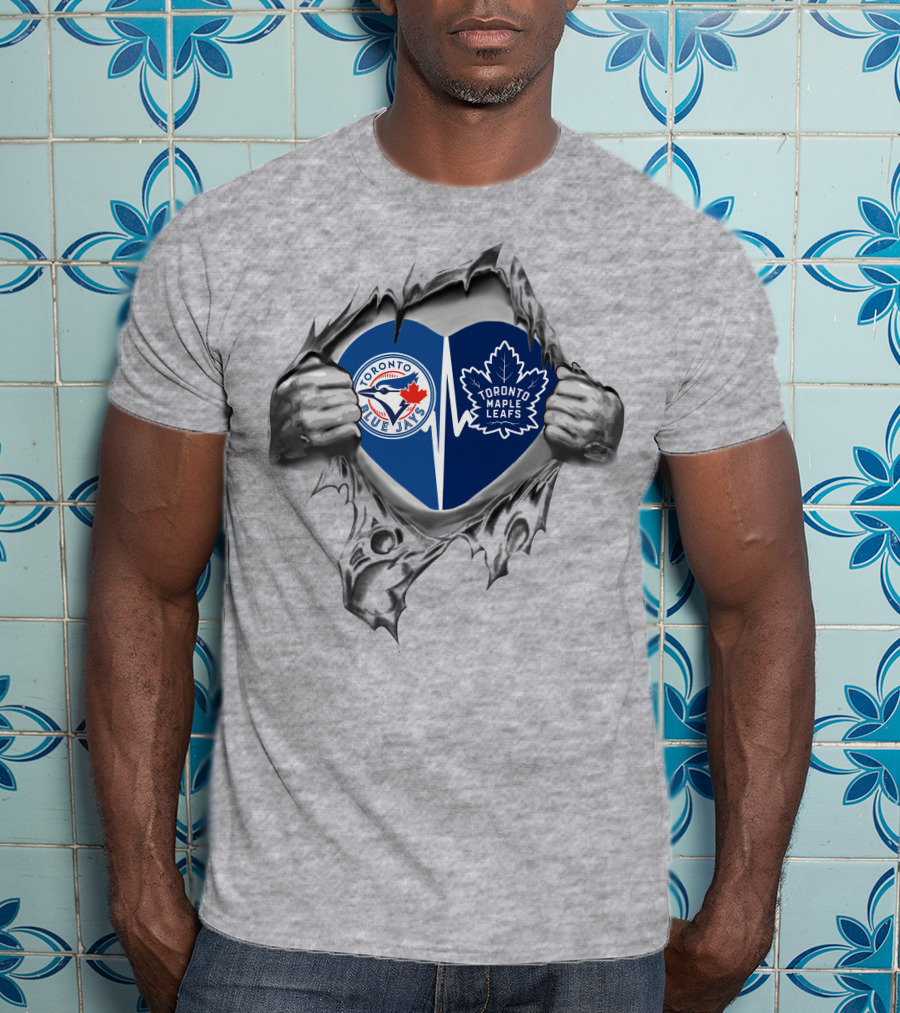 Toronto Blue Jays Maple Leafs Heart Torn Jersey T-Shirt