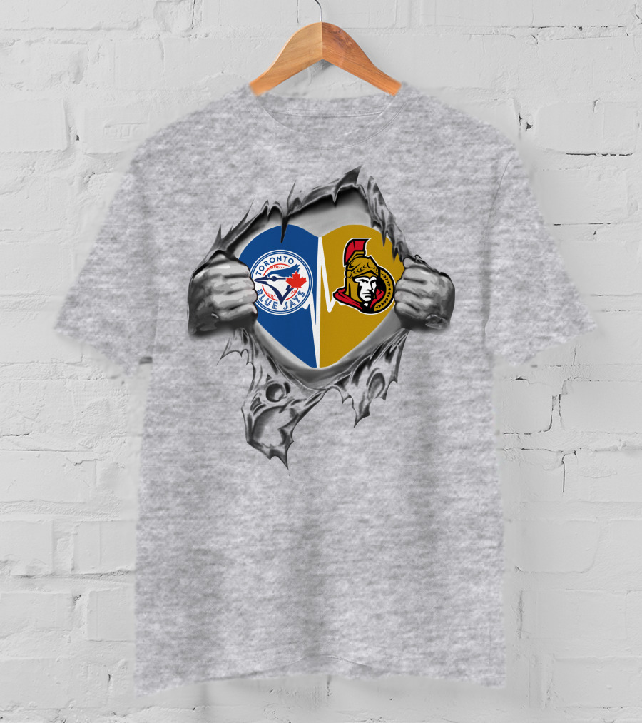 Toronto Blue Jays Ottawa Senators Heart T-Shirt
