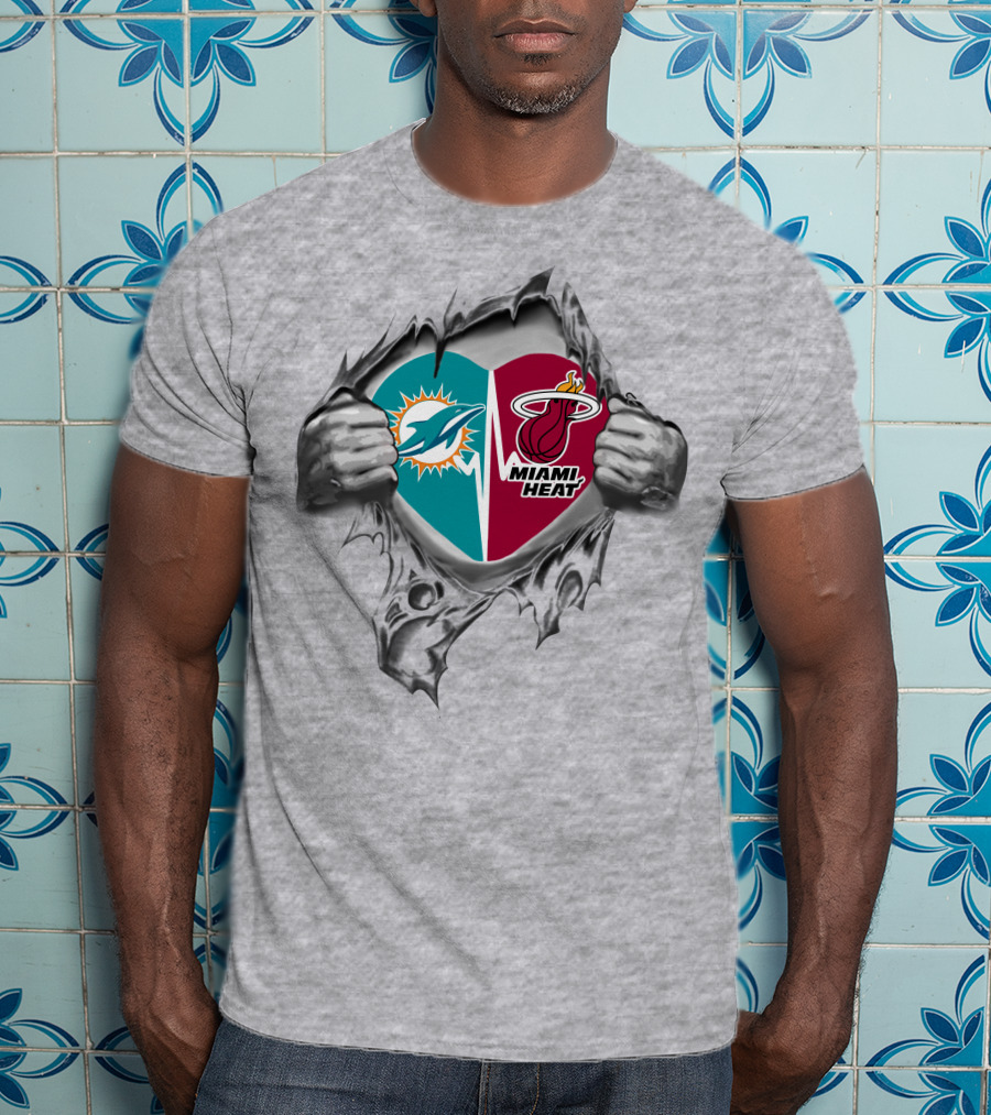 Dolphins Miami Heat Heart Passion T-Shirt