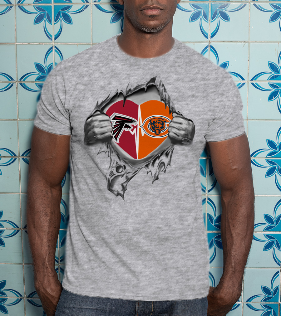 Falcons Bears Heart Logo Split T-Shirt