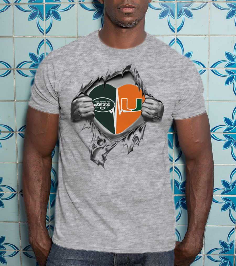 Jets Miami Hurricanes Heartbeat Tornado T-Shirt