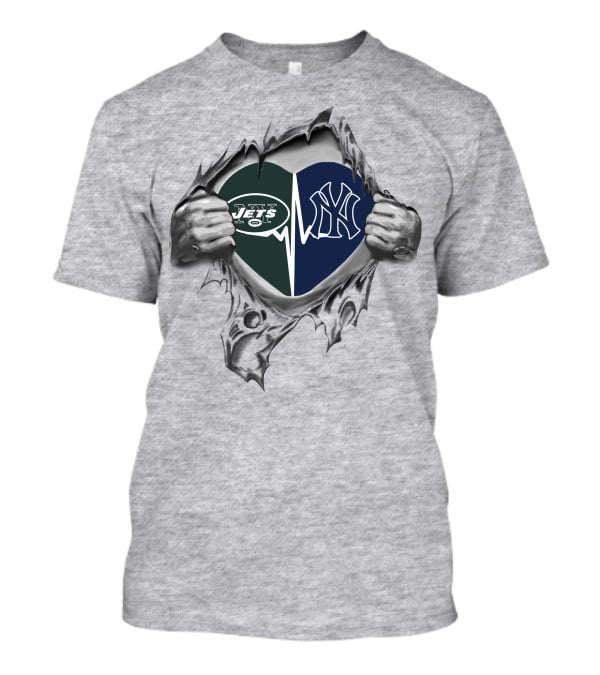 Jets Yankees Heart Torn Apart Passion Loyalty Fandom T-Shirt