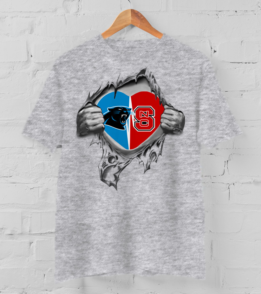 Panthers Nc State Heart Split T-Shirt
