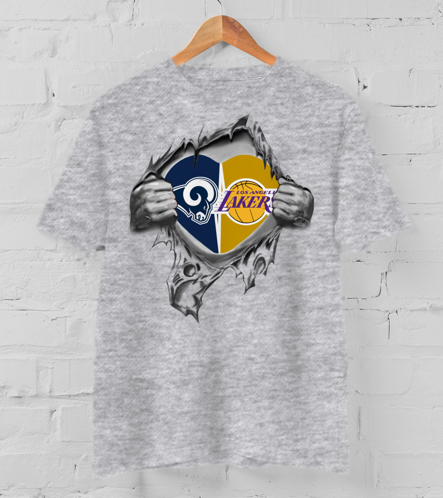 Rams Lakers Heart Torn Open Pride T-Shirt