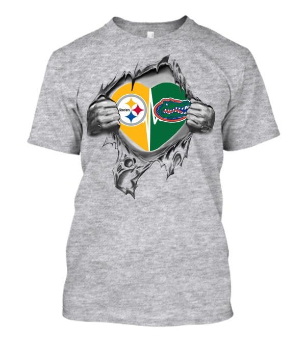 Steelers Gators Heartbeat Passion Steelers Logo Gators T-Shirt
