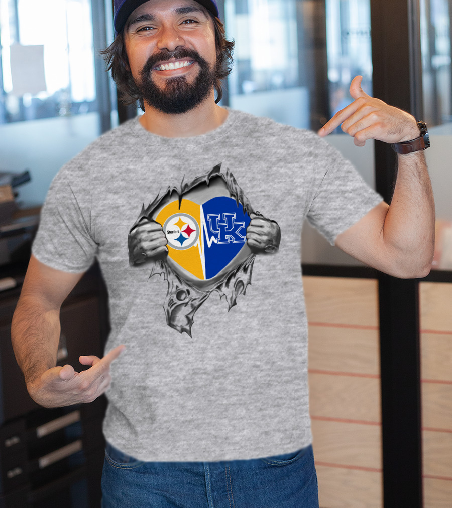 Steelers Kentucky Torn Heart Steel Uk T-Shirt