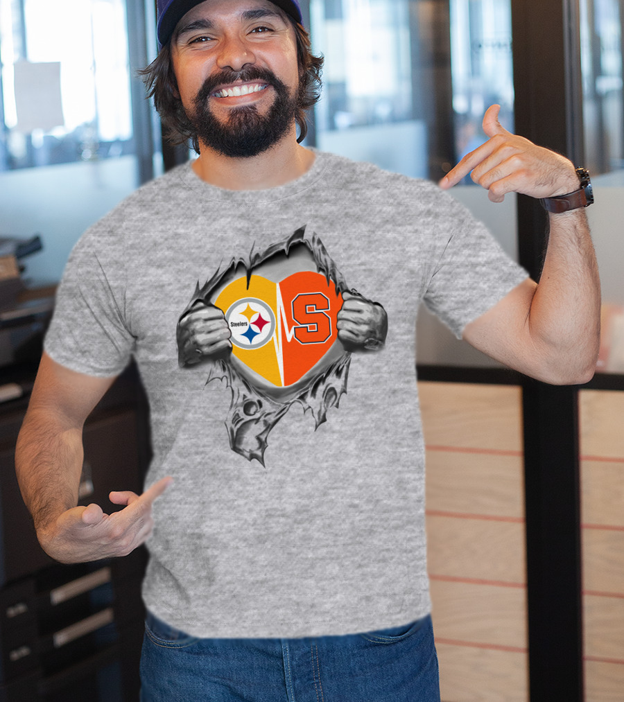 Steelers Syracuse Heart Logo Rip T-Shirt