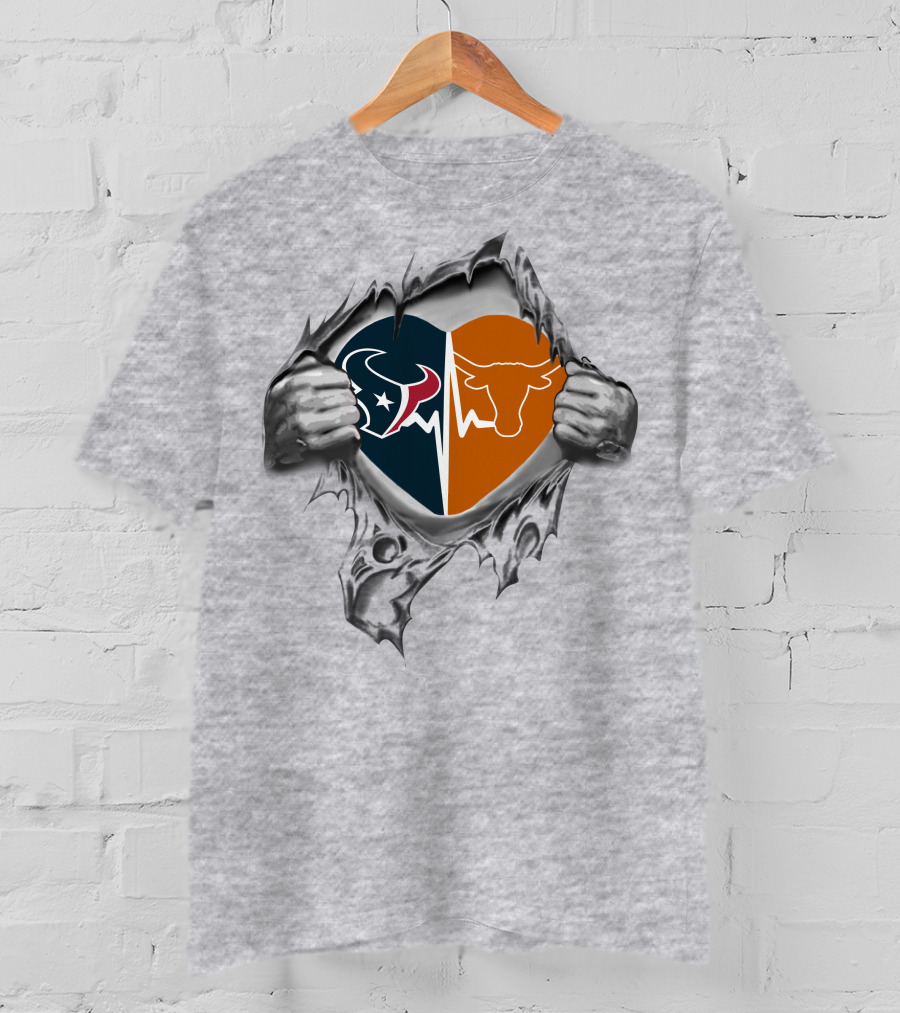 Houston Texans Longhorn Heartbeat Pride T-Shirt
