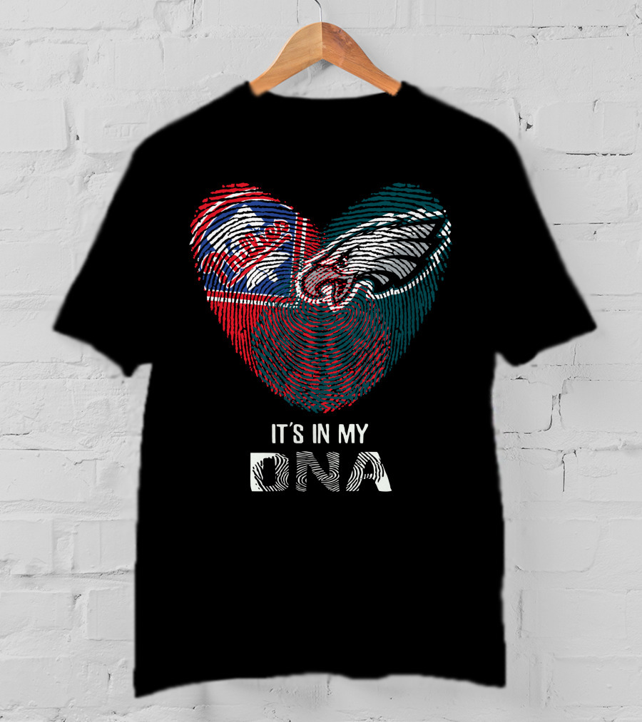 Eagles Phillies Heart Shaped Fingerprint It's In My DNA T-Shirt
