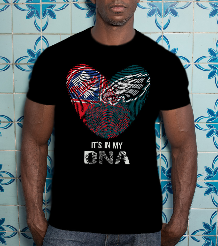 Eagles Phillies Heart Shaped Fingerprint It's In My DNA T-Shirt