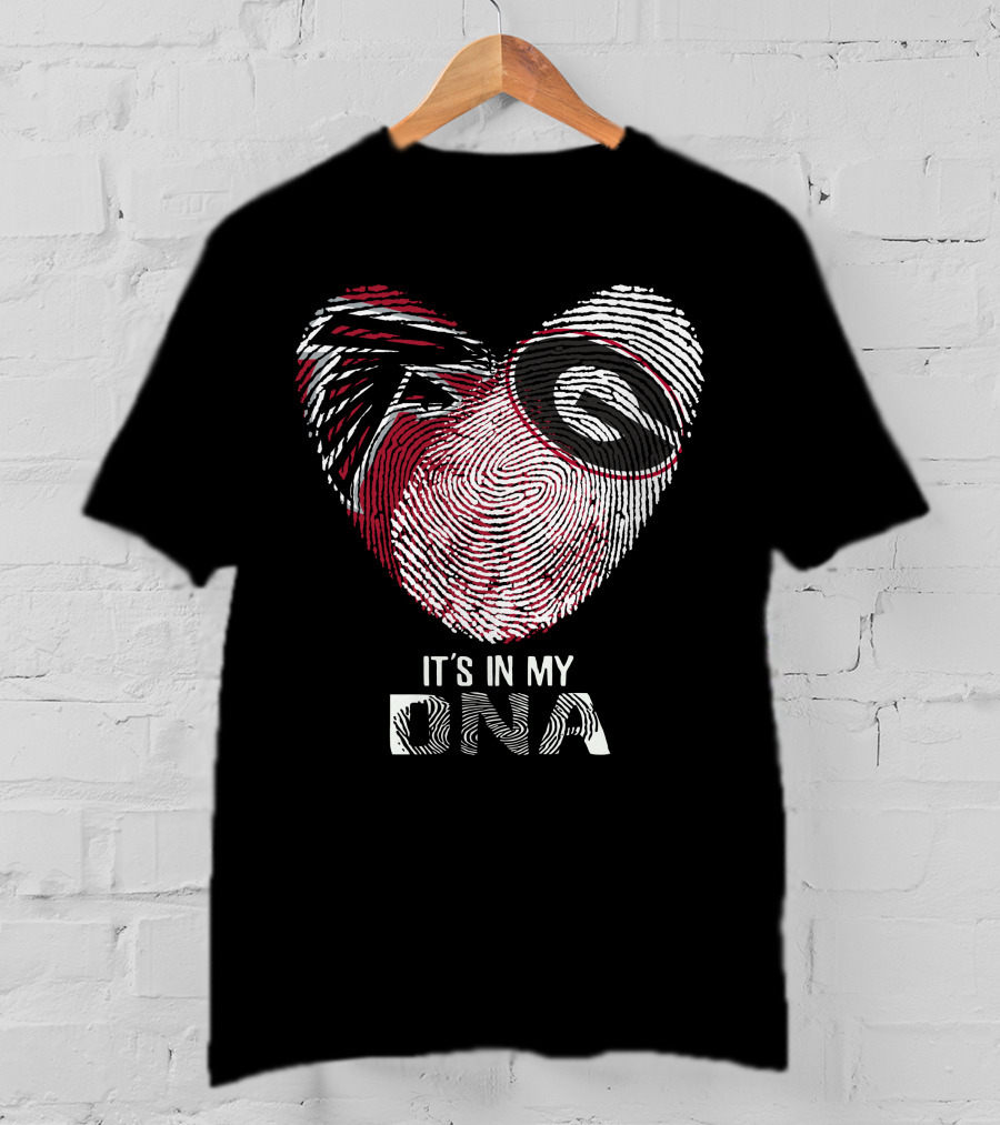 Falcons Bulldogs Heart It's In My Dna Fingerprint T-Shirt