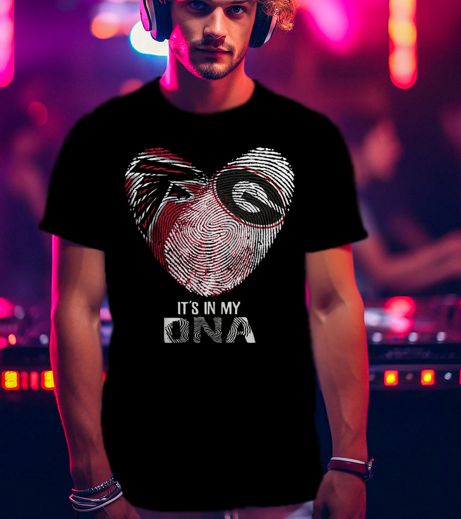 Falcons Bulldogs Heart It's In My Dna Fingerprint T-Shirt
